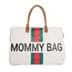 Mommy Bag Anne Bebek Bakım Çantası, Kanvas Krem Yeşil/Kırmızı Çizgili resmi