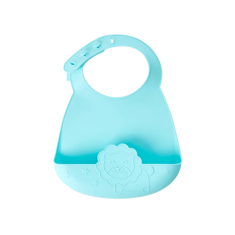 Silikon Bebek Önlüğü - Aslan (Mavi) resmi
